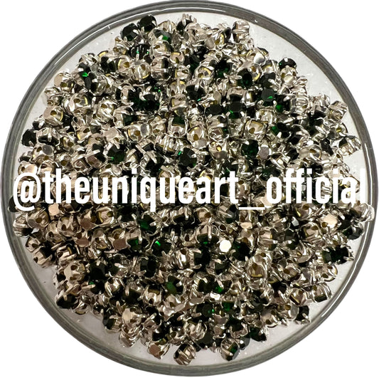 3mm Round Clip Stone Green