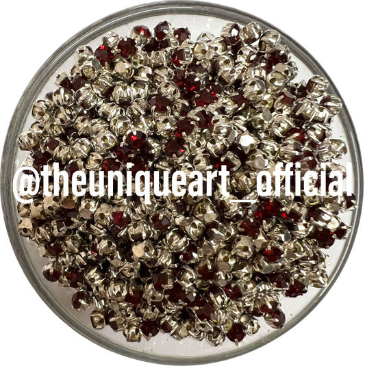 3mm Round Clip Stone Maroon