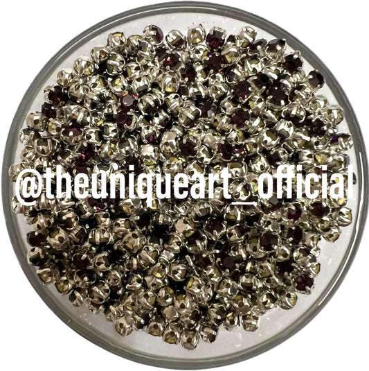 3mm Round Clip Stone Amethyst / Wine