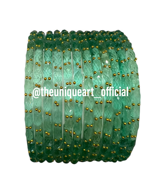 Sea Green Raindrop Bangles (Santro)