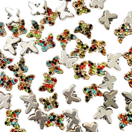 Butterfly Charm With Multi Rhinestone 10mm