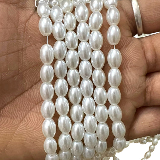 Pearl 6x8 Oval Glass Beads For Jewellery Making