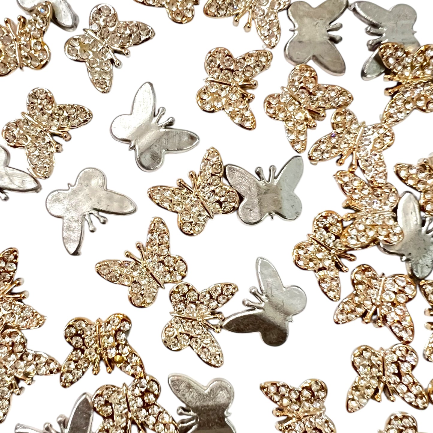 Golden Butterfly Charm With Rhinestone 20mm