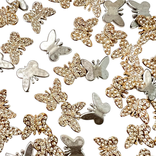 Golden Butterfly Charm With Rhinestone 20mm