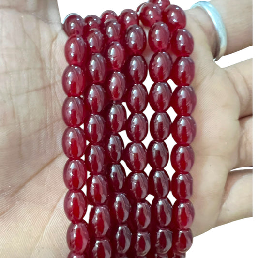 Maroon 6x8 Oval Glass Beads For Jewellery Making