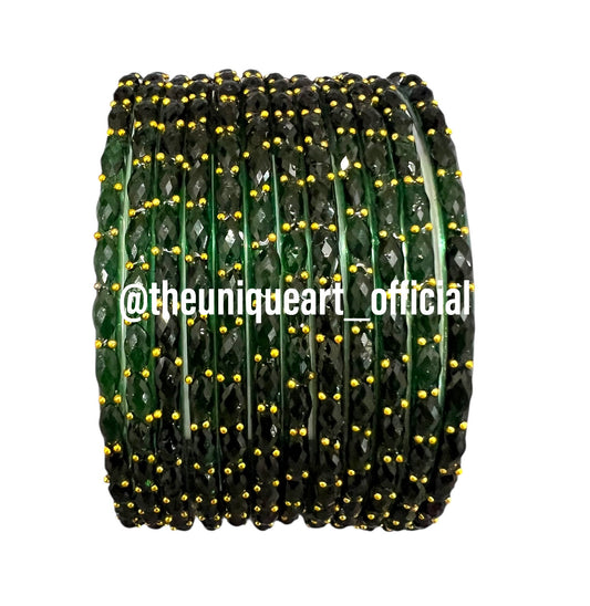 Dark Green Raindrop Bangles (Kaiya)
