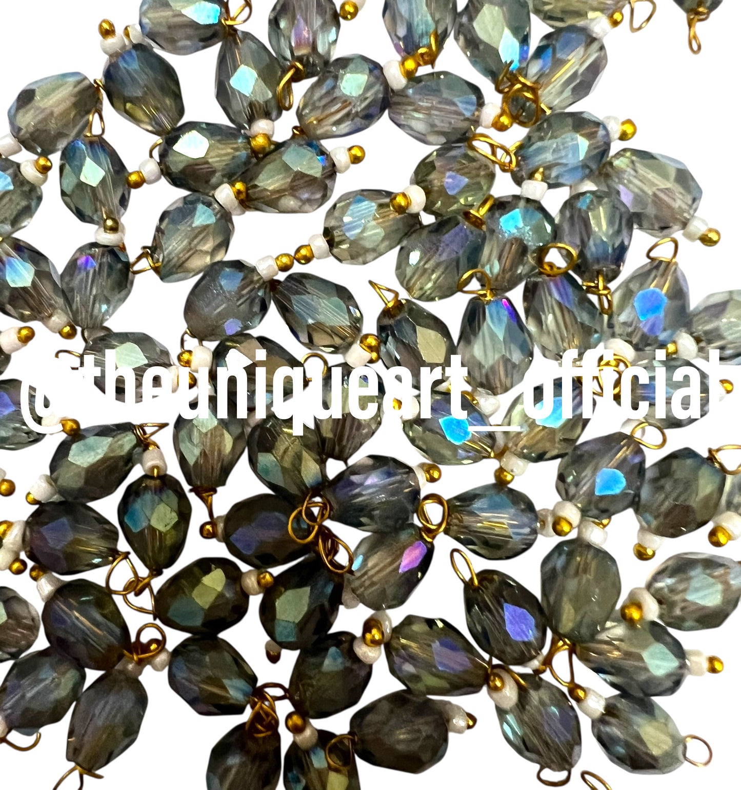 Grey Drop Hanging Beads 6x8mm