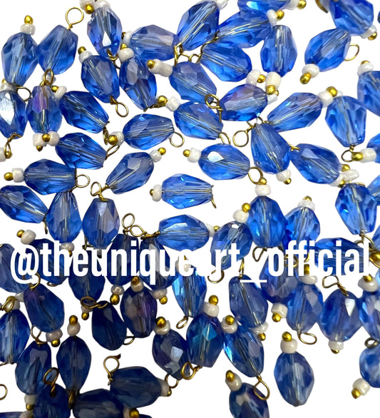 Sky Blue Metal Drop Hanging Beads 6x8mm