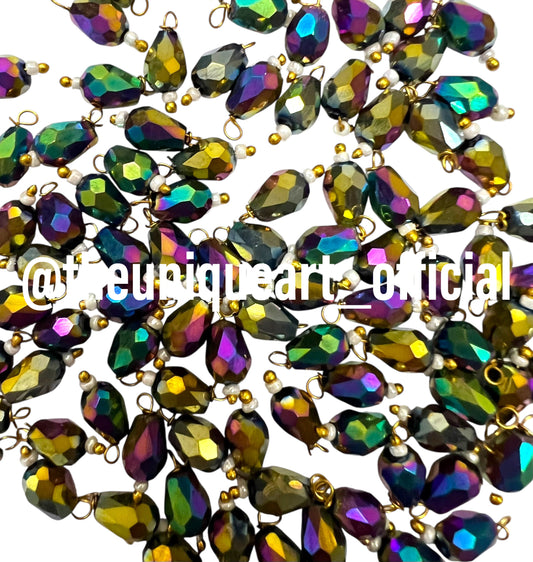 VM Rainbow Metal Drop Hanging Beads 6x8mm
