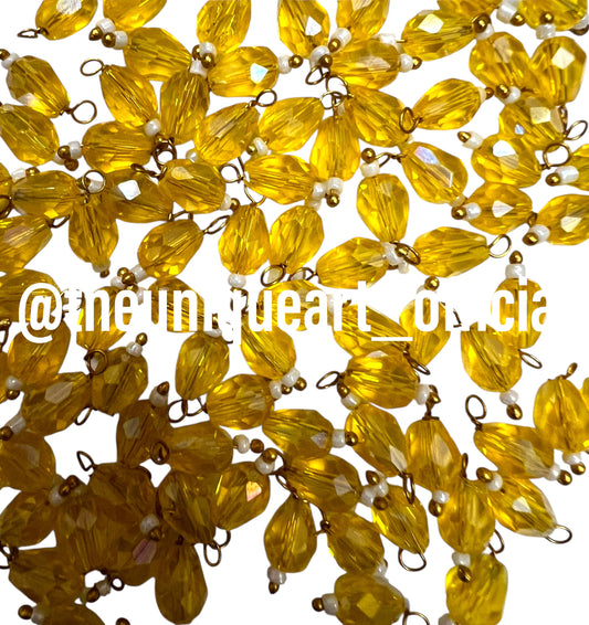 Yellow Metal Drop Hanging Beads 6x8mm
