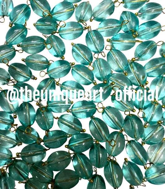 Aqua Oval Hanging Beads 8x11mm