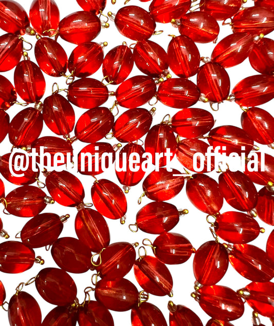 Red Oval Hanging Beads 8x11mm