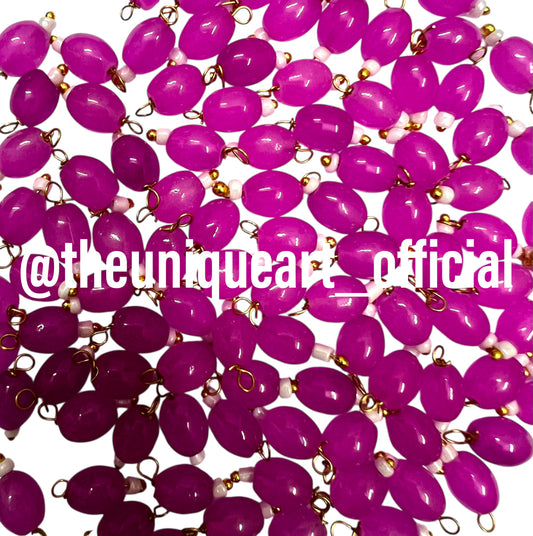 Dark Pink Medium Oval Hanging Beads 6x8mm