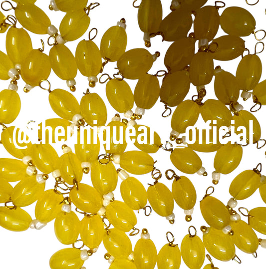 Yellow Medium Oval Hanging Beads 6x8mm