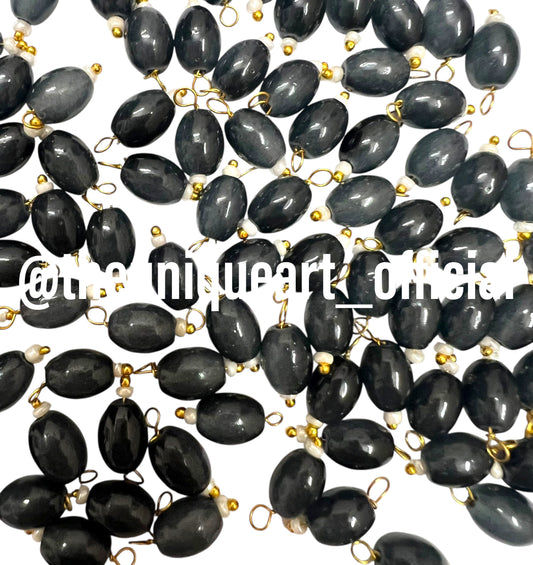 Black Medium Oval Hanging Beads 6x8mm