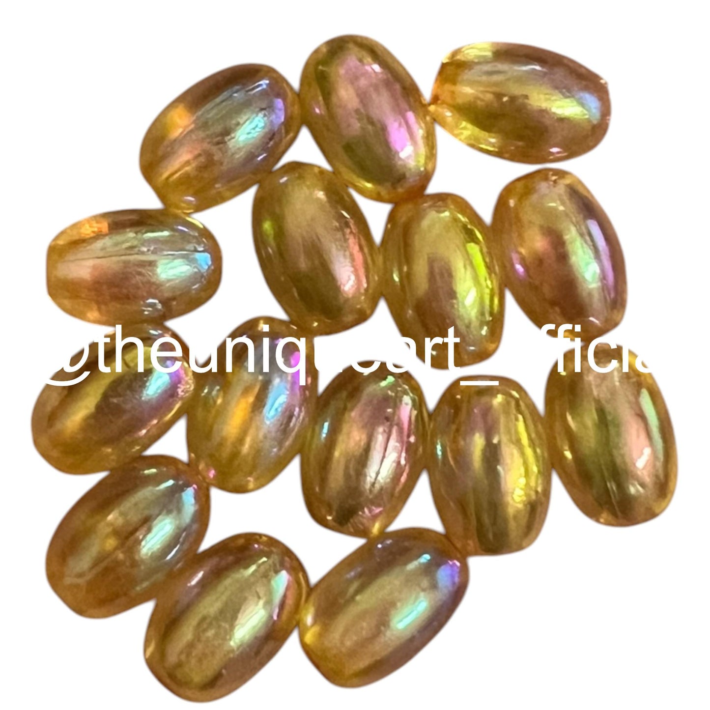 Golden Rainbow Oval Beads Pack of 100 Beads