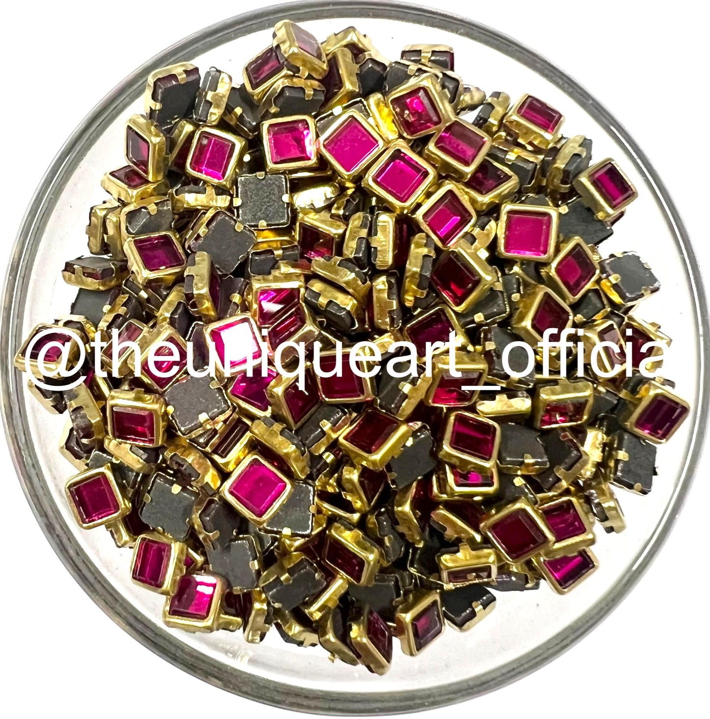 Dark Pink / Rani  Premium Flat Square 4x4mm Glossy