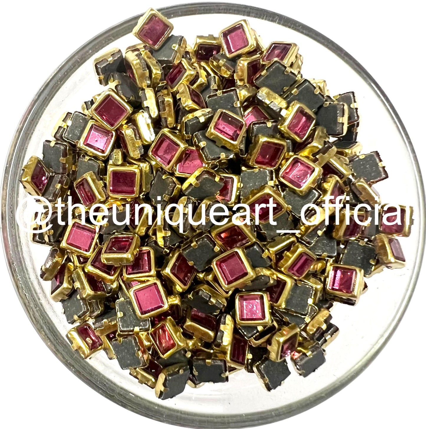 Pink Premium Flat Square 4x4mm Glossy