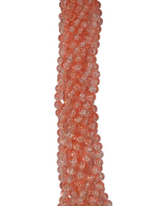 Peach Crackle Glass Beads 8mm