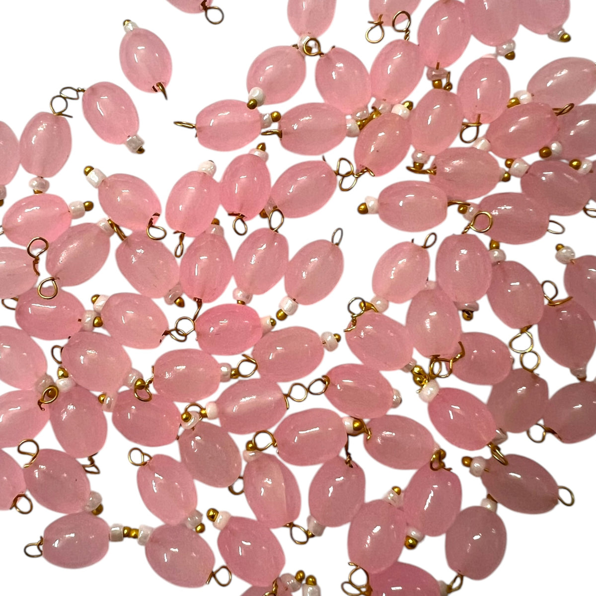 Baby Pink Oval Hanging Beads 6x8mm For Jewellery Making & Aari Work