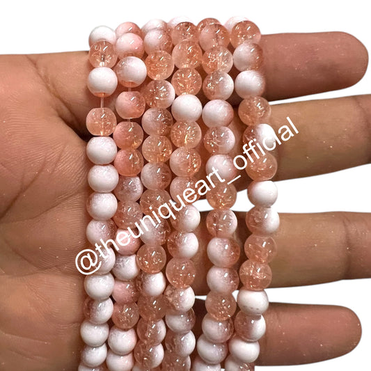 6mm Dark Peach Crackle Beads - 1 String