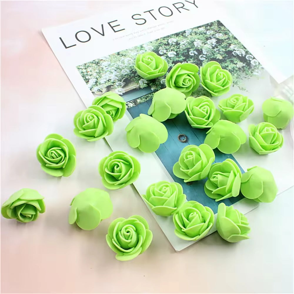Light Green Foam Rose Flower 3cm