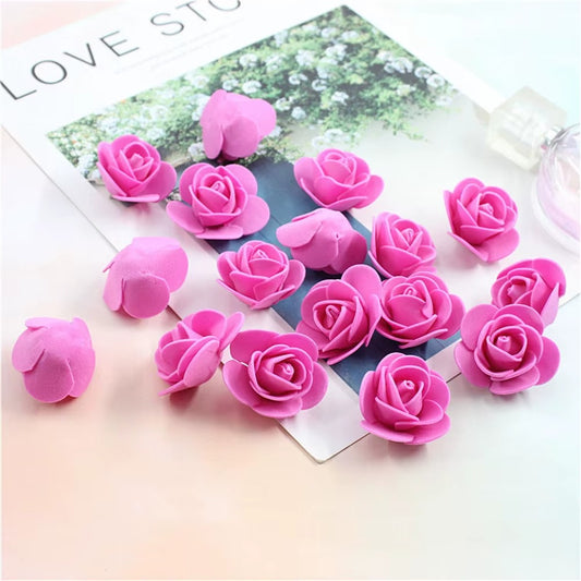 Dark Pink Foam Rose Flower 3cm