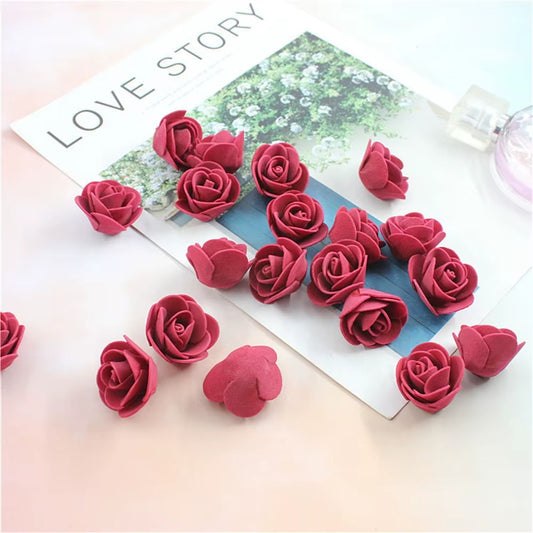 Maroon Foam Rose Flower 3cm