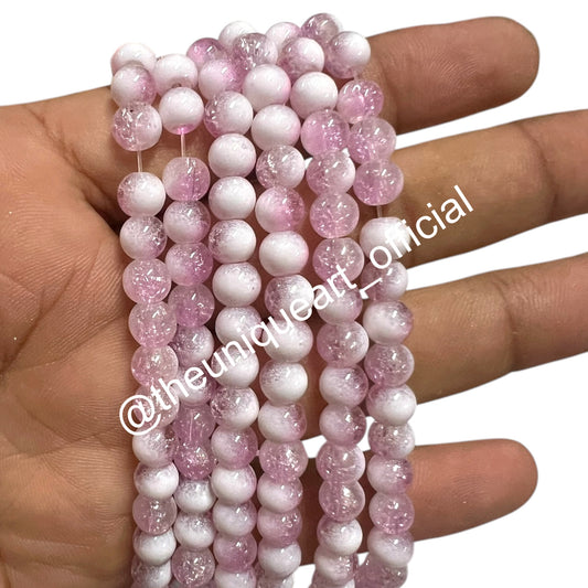 6mm Light Purple Crackle Beads - 1 String