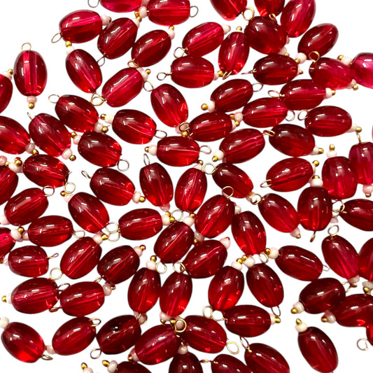 Maroon Oval Hanging Beads 6x8mm for jewellery making
