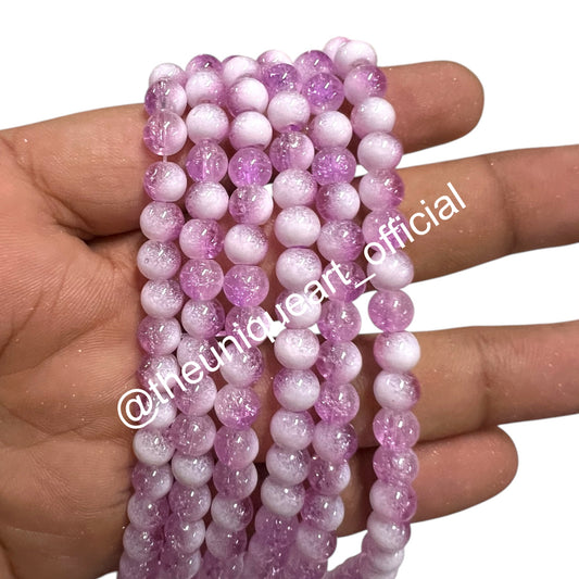 6mm Pastel Purple Crackle Beads - 1 String