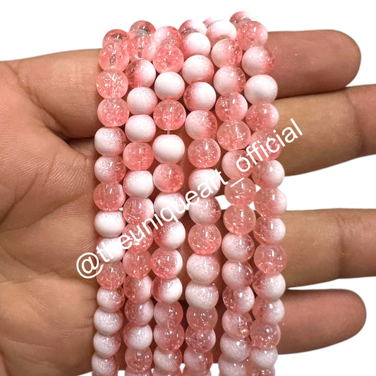 6mm Peach Crackle Beads - 1 String