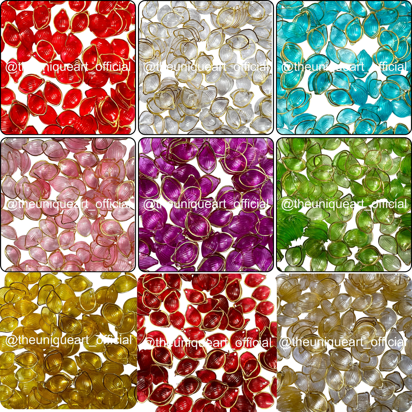Petal Beads Set Of 9 Colours Set of 90 Grams (Each Colour 10 Gram)