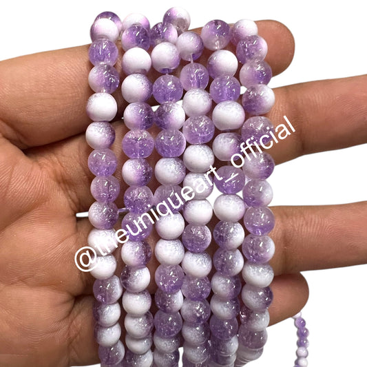 6mm Purple Crackle Beads - 1 String
