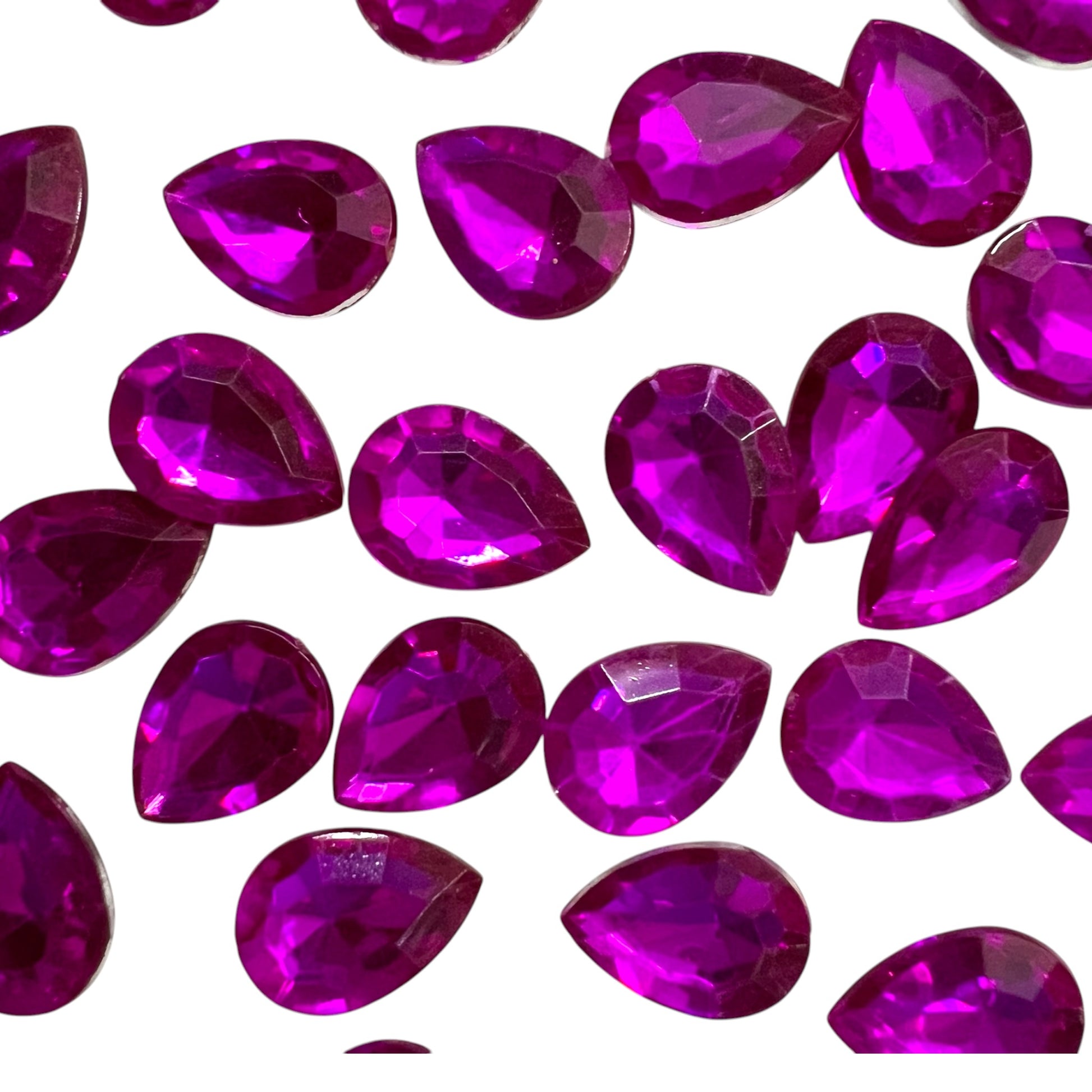 Pack of faceted rani purple 10x14mm oval acrylic stone beads with shiny crystal-cut edges for jewelry making and craft projects