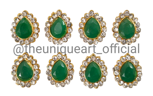 Ruby Green Drop With Border Zircon Stone