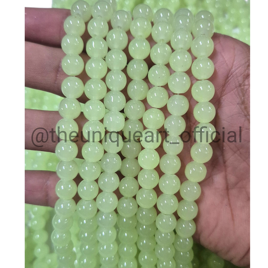 LY Green Glass Jelly Beads 8mm