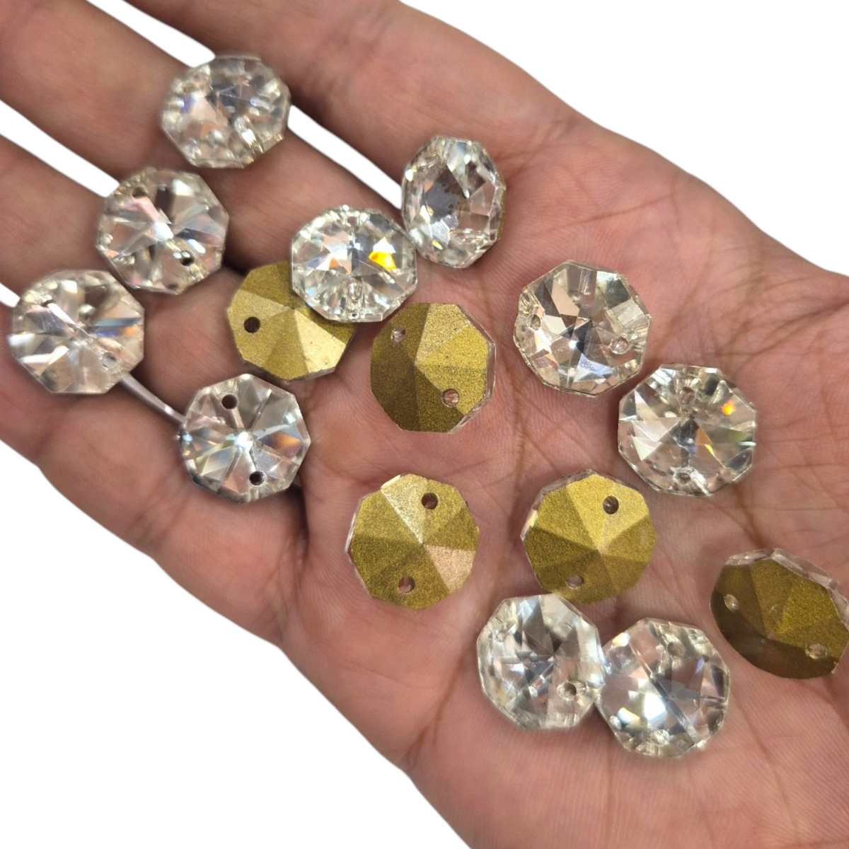 Glass Round Two Hole Crystal Stones(115pcs) 14mm