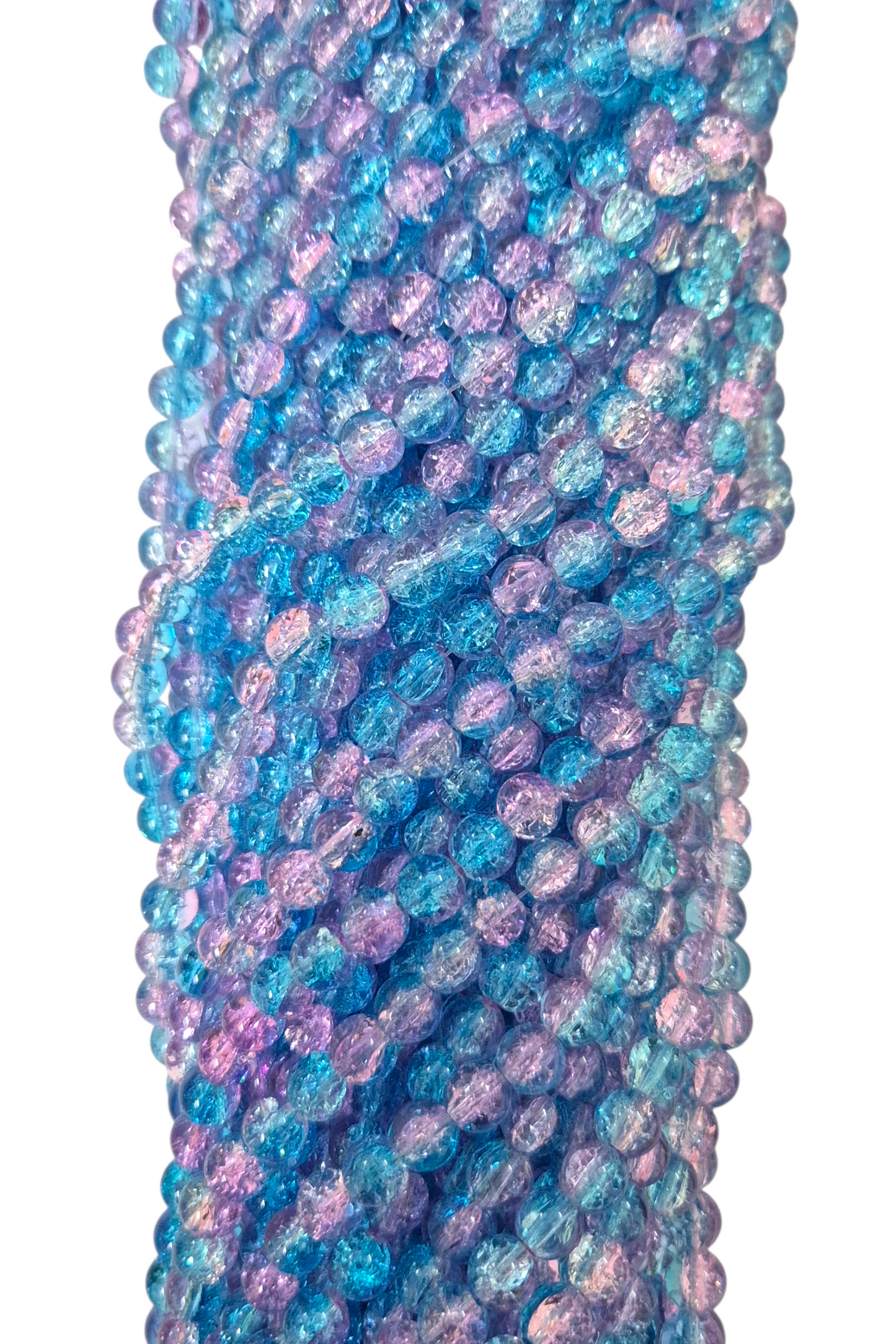 Multi L Blue & L Purple Crackle Glass Beads 8mm