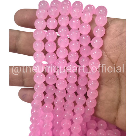 Pink Glass Jelly Beads 8mm