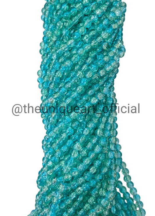 Multi L Blue & turquoise Crackle Glass Beads 8mm