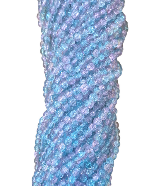 Multi L Blue & L Purple Crackle Glass Beads 8mm