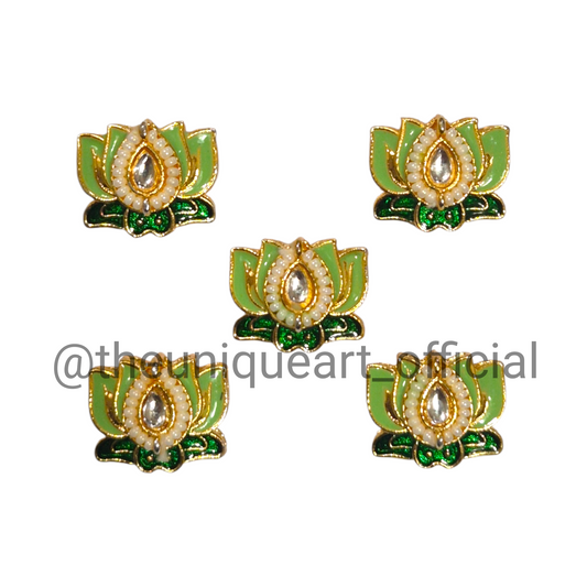 3D Lotus Light Green & Green with Glass Beads