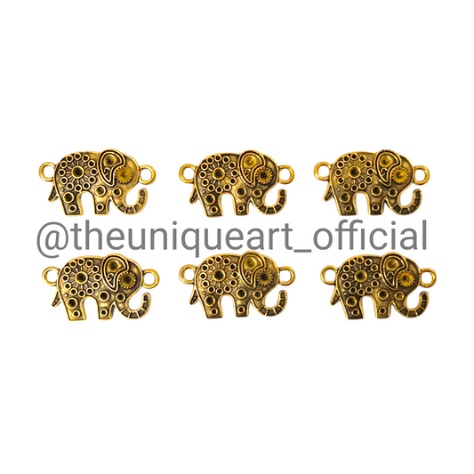 Elephant Gold Metal Charm D8 (14×21mm)