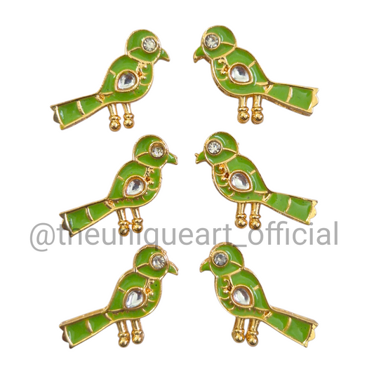 Light Green Parrot Pair with Zircon