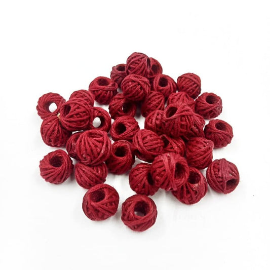 Maroon Cotton Thread Beads (25Pcs)