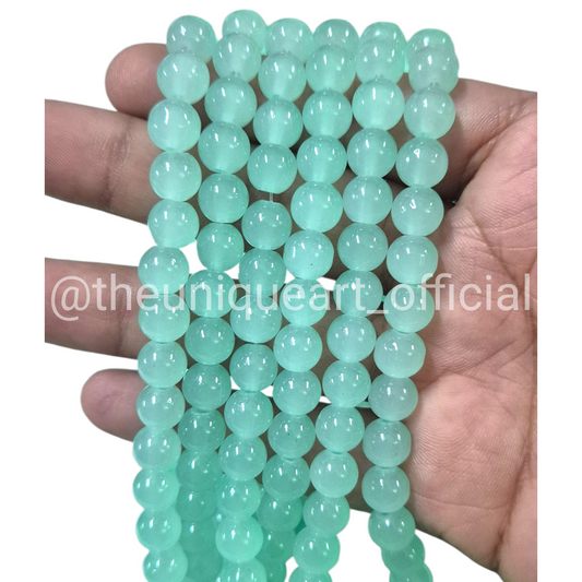 Turkish Green Glass Jelly Beads 8mm