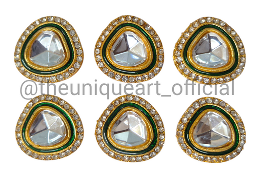 Curve Traingle Green With Glass Chatons