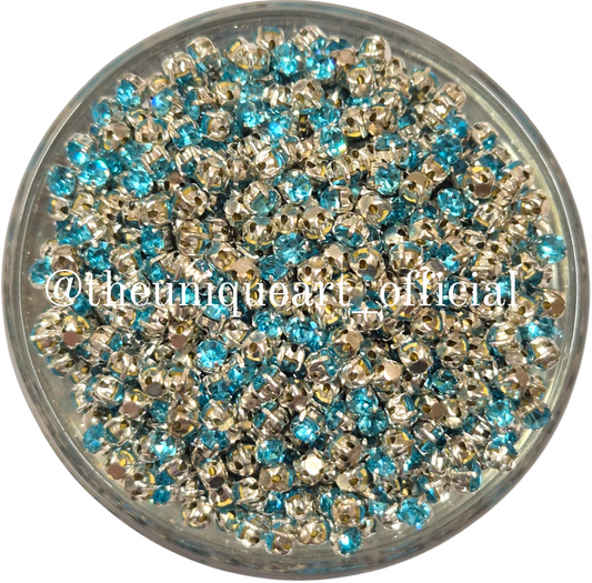 3mm Round Clip Stone Light Blue