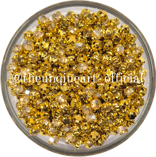 Light Golden Small Round Clip Stones With Golden Base